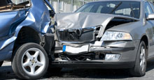 We not only treat work injuries but auto accidents as well. two cars smashed together
